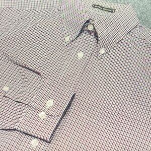 Eddie Bauer Men's Gingham Shirt - Purple and White